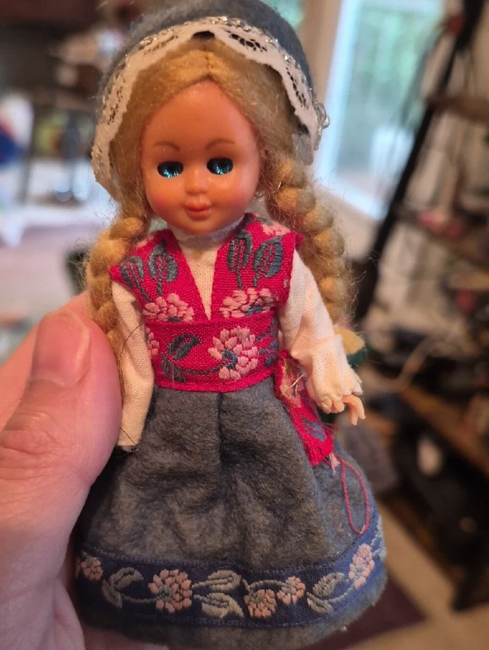 Romsdal Handmade Norwegian Doll in Red and Cream Traditional Costume
